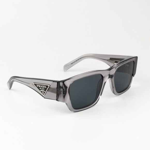 NEW Prada PR10ZSF 16Z70B Transparent Asphalt Dark Grey Square Unisex Sunglasses - Picture 5 of 11